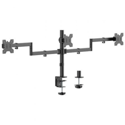 Soporte de mesa AISENS DT27TSR-281 para 3 monitores, acero, VESA 100x100, 10kg por brazo
