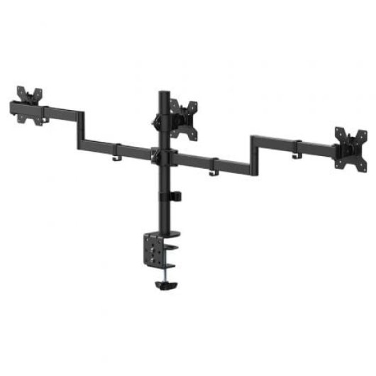 Soporte de mesa AISENS DT27TSR-281 para 3 monitores, acero, VESA 100x100, 10kg por brazo