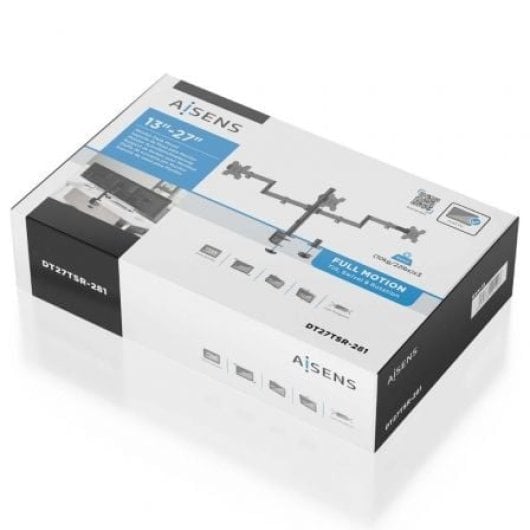 Soporte de mesa AISENS DT27TSR-281 para 3 monitores, acero, VESA 100x100, 10kg por brazo