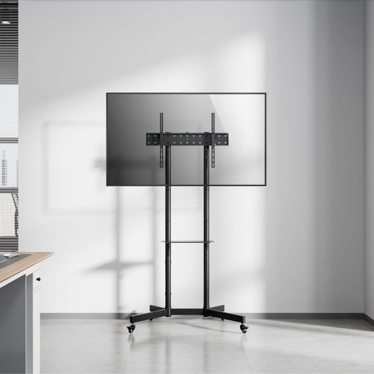 Soporte de suelo Aisens FT70TE-333 acero negro, ruedas, inclinable, para TV 37-70” hasta 45kg