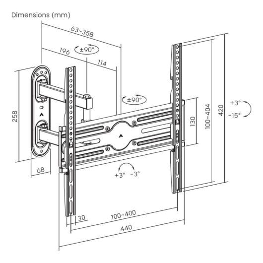 Soporte monitor/TV Aisens WT65TSLE-321 giratorio 35kg VESA 400x400mm 32-65? acero