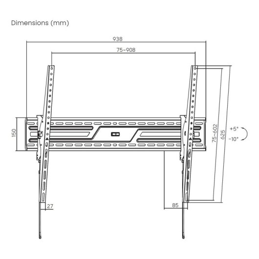 Soporte de Pared Inclinable Aisens WT100T-319 para TV 43-100? hasta 75kg VESA 900x600mm