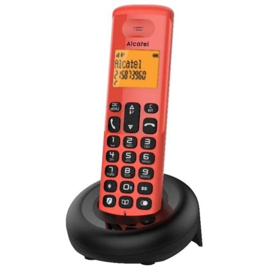 Téléphone DECT Alcatel E160 Identifiant d'appels 50 entrées Noir Rouge