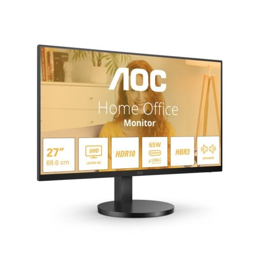 Haut-parleurs AOC U27B3CF 27 pouces 4K UHD 60 Hz IPS HDR10, hauteur réglable, USB-C 65 W