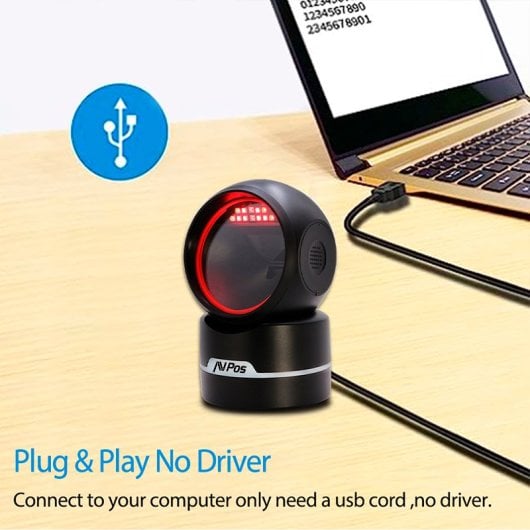 Escáner de códigos de barras AVPos 680 sobremesa, 2D, CMOS, USB/RS-232, IP50, Negro