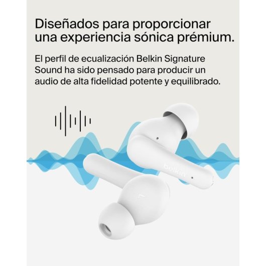 Auriculares Belkin inalámbricos Bluetooth 5.3 con resistencia al agua y control táctil