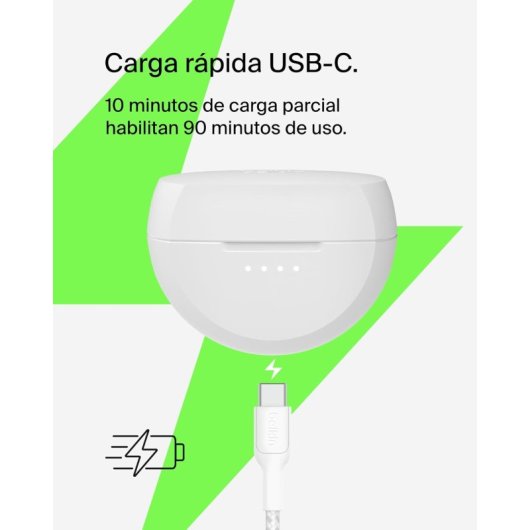 Auriculares Belkin inalámbricos Bluetooth 5.3 con resistencia al agua y control táctil