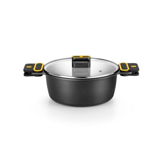 Cacerola BRA Daily Pro 28cm Aluminio Fundido Antiadherente Tapa Vidrio Full Induction