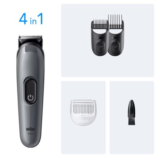 Cortapelos Braun Recargable NiMH 14 ajustes longitud 50min autonomía Negro/Gris