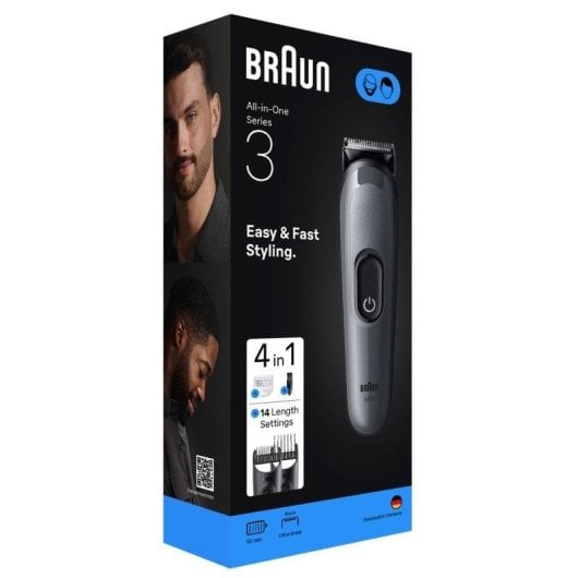 Aparador de Cabeça Braun AIO3500 Recarregável 50min 14 Ajustes Pente