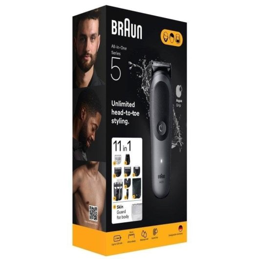 Tondeuse Multifonction Braun AIO5560 Sans Fil 14 Longueurs 120min 11 Accessoires Charge Rapide