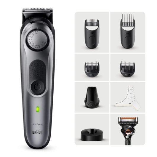 Cortapelos Braun Plata AutoSense 40 ajustes batería integrada 100min accesorios