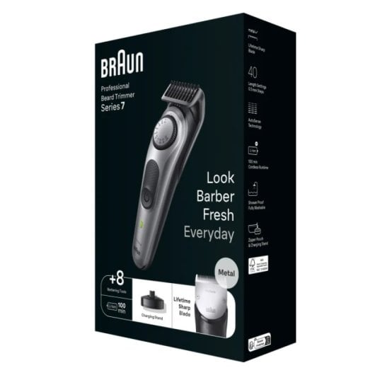 Cortapelos Braun Plata AutoSense 40 ajustes batería integrada 100min accesorios