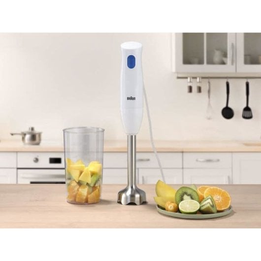 Batidora de inmersión Braun 450W Azul/Blanco cuchilla acero inoxidable tazón 0,6L