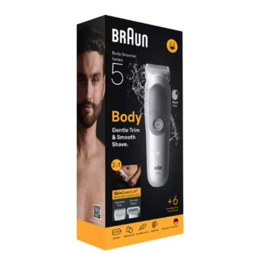 Regolabarba Corpo Braun Series 5 BG5550 Senza Filo 100min Uso Doccia 6 Pettini Ricarica Rapida