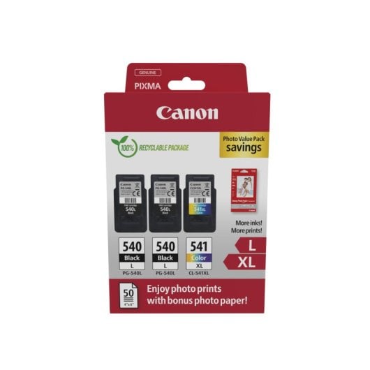 Pack Cartuchos Tinta Original Canon PG-540/CL-541 Negro y Color Compatibilidad PIXMA