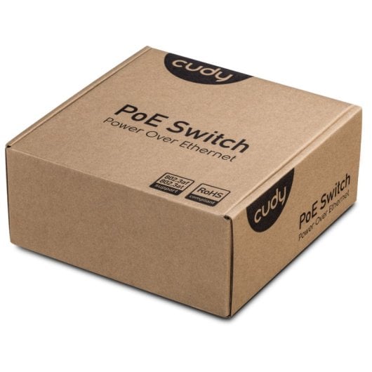 Switch CUDY 5 portas Gigabit Ethernet 4 PoE+ 10 Gbps Rack sem ventoinha AC/DC