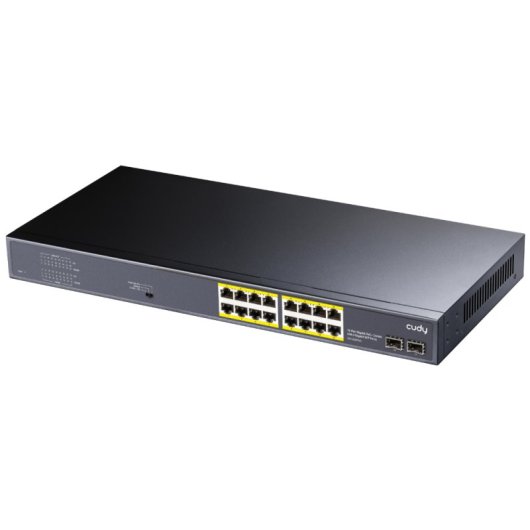 CUDY Switch 16 Gigabit-Ports 2 SFP PoE+ 30 W pro Port 200 W Rack AC Metall