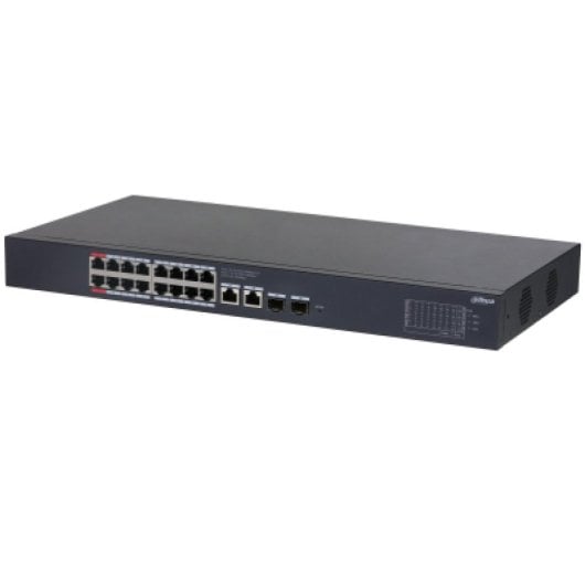 Commutateur géré Dahua 18 ports RJ-45 Gigabit Ethernet, 2 SFP, 16 ports PoE, 40 Gbit/s, montage en rack