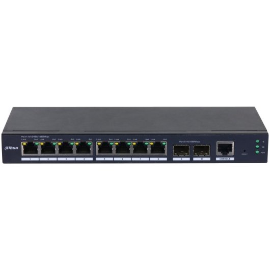 Switch Dahua Technology SG4010-2F 8 Puertos Gigabit + 2 SFP VLAN Jumbo Frames L2 Gestionado