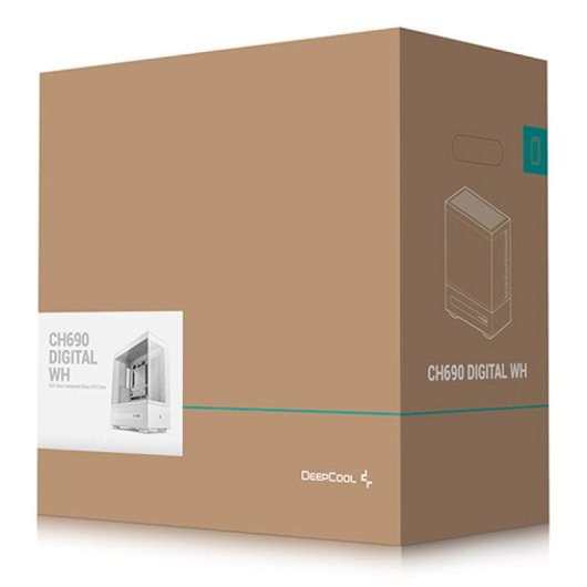 DeepCool CH690 Torre ATX bianca con finestra laterale, display LCD, espansione USB-C, 8 slot