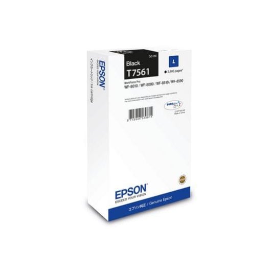 Cartuccia d'inchiostro Epson C13T75614N nera da 50 ml, 1 pezzo, 2500 pagine, compatibile con WF-8090 e WF-8590.