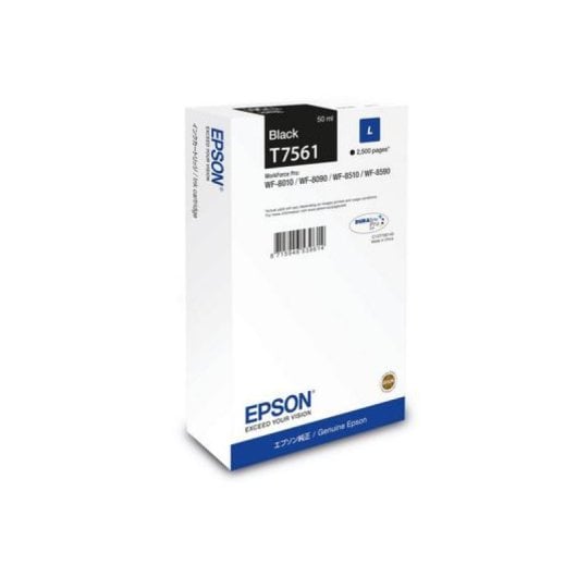 Cartuccia d'inchiostro Epson C13T75614N nera da 50 ml, 1 pezzo, 2500 pagine, compatibile con WF-8090 e WF-8590.