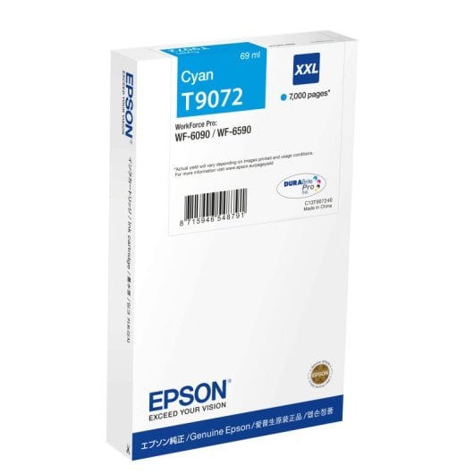 Cartucho de tinta Epson T9022XL ciano 69 ml de alto rendimento WF-6090/WF-6590