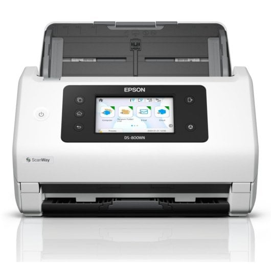 Escáner Epson WorkForce DS-800WN Wi-Fi/Ethernet/USB, Dúplex, ADF 100 hojas, 600x600 DPI