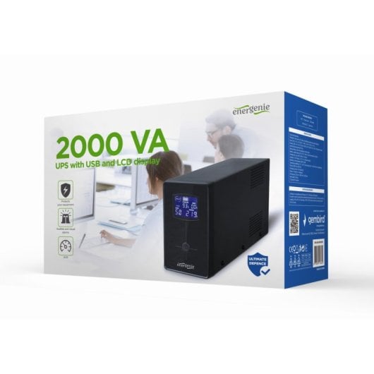 Sai Gembird 2000VA Batería VRLA 20 Minutos LCD AVR Protección Sobrecargas USB