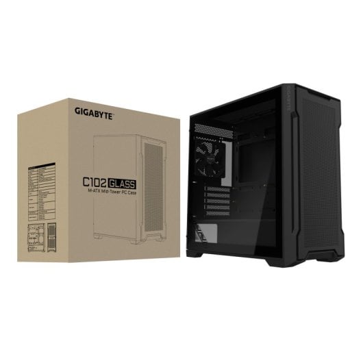 Gigabyte ATX Midi Tower, gehärtetes Glas, USB 3.2, 210 mm, schwarzes Gaming-Gehäuse