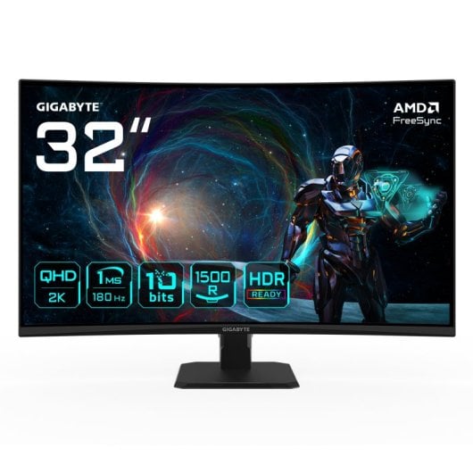 Monitor Gigabyte 31.5? QHD 180Hz VA Curvo FreeSync HDR 1ms Eyesafe 2.0