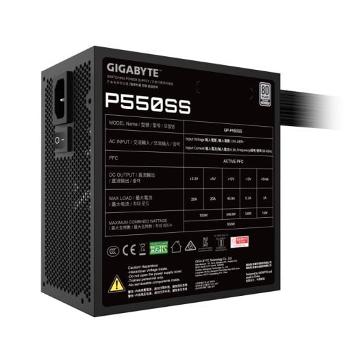 Fuente de Alimentación Gigabyte 550W 80 PLUS Silver ATX 3.1 No Modular Protección Avanzada
