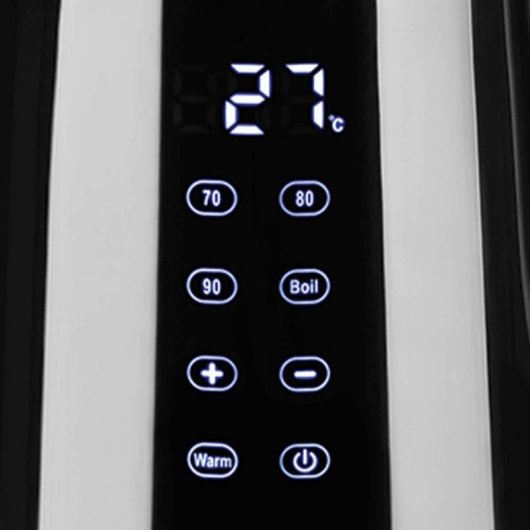 Hervidor Haeger EK-DIG.028A 1,7L 2200W Vidrio Acero Inoxidable Termostato Negro
