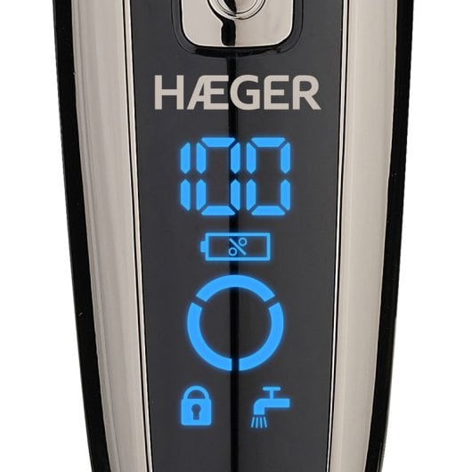 Haeger G-Man Ultra LED-Rasierer, 3 Köpfe, 90 Min., Lithium-Akku, wasserdichter Trimmer