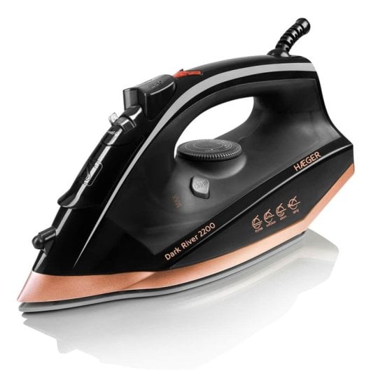 Plancha a vapor Haeger suela acero inoxidable 2200W autolimpieza negra 0,26L