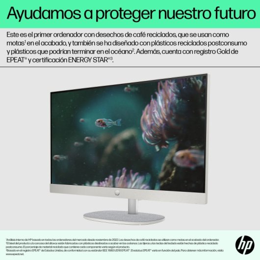 Ordinateur de bureau tout-en-un HP 24-cr0042ns Intel Core i3-1315U 8 Go SSD 512 Go Wi-Fi 6 23,8" Full HD Blanc