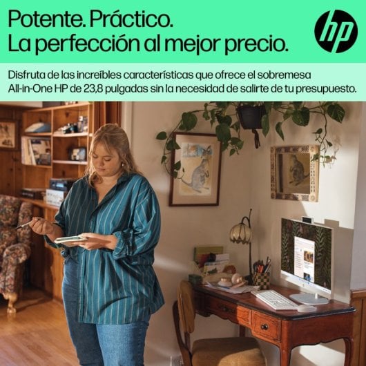 PC de secretária multifunções HP 24-cr0071ns AMD Ryzen 5 7520U 16 GB, SSD de 512 GB, 23,8" IPS FHD, branco