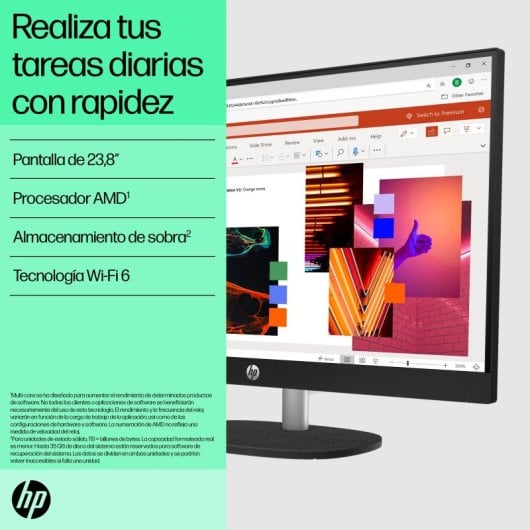 PC de secretária multifunções HP 24-cr0071ns AMD Ryzen 5 7520U 16 GB, SSD de 512 GB, 23,8" IPS FHD, branco