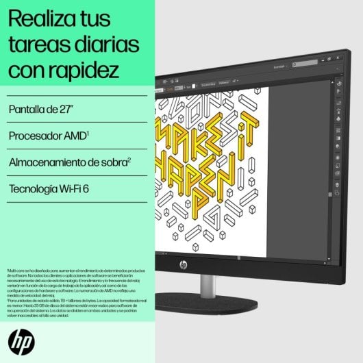 HP 27-cr0057ns Ryzen 5 16 GB 512 GB SSD Full HD Weiß WiFi6 AIO-Desktop-PC