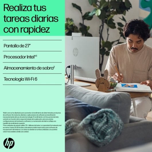 PC Sobremesa HP 27-cr0080ns Intel Core i5-1335U 16GB 1TB SSD Pantalla 27" Táctil FHD Cámara IR W11H