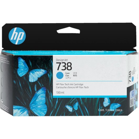 Cartucho de tinta HP DesignJet 738 Cian 130ml Original T850 T950 Pack Individual