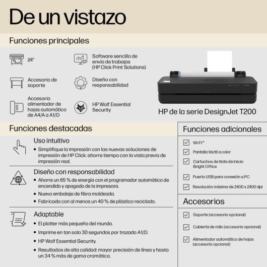 Stampante a getto d'inchiostro Wi-Fi a colori HP Designjet T230 da 24", stampa professionale