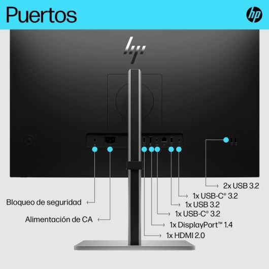 HP E-Series E27k G5 27" 4K 60Hz IPS USB-C Altura Ajustable VESA Altavoces Energy Star