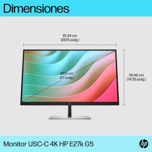 HP E-Series E27k G5 27" 4K 60Hz IPS USB-C Altura Ajustable VESA Altavoces Energy Star