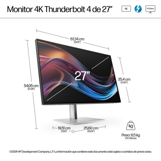 HP Série 7 Pro 27" 4K 60 Hz IPS Thunderbolt 4 HDR400 KVM USB-C PD100W Noir