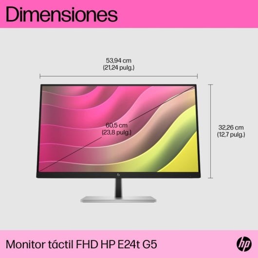 HP E24t G5 23.8" FHD 75Hz IPS Táctil Altura Ajustable Antirreflejo USB HDMI DP