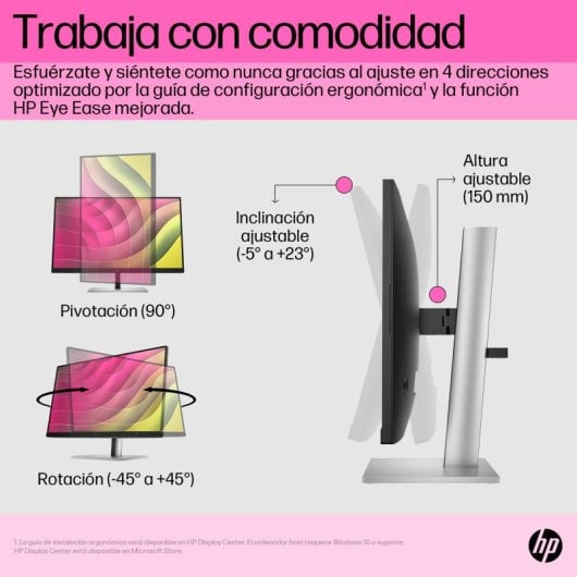 HP E24t G5 23.8" FHD 75Hz IPS Táctil Altura Ajustable Antirreflejo USB HDMI DP