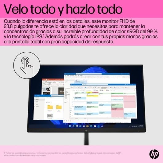HP E24t G5 23.8" FHD 75Hz IPS Táctil Altura Ajustable Antirreflejo USB HDMI DP