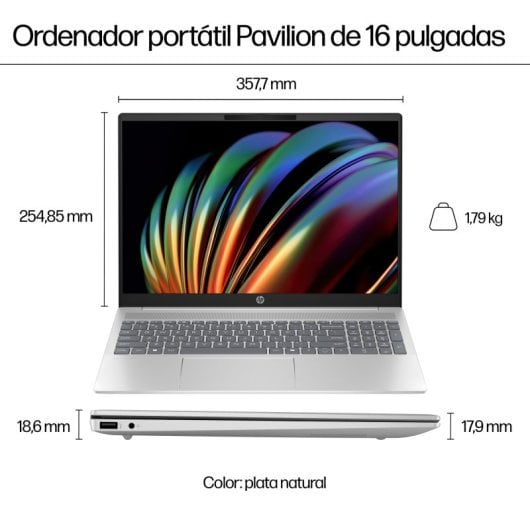 HP Pavilion 16-af0024ns 16? Intel Core Ultra 5 125U 16GB 512GB SSD 2K HDR Windows 11 Home Azul